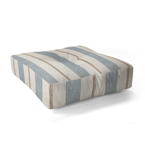 Little Arrow Design Co ivy stripes cream and blue Floor Pillow Square