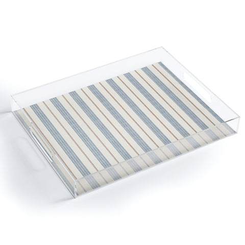 Little Arrow Design Co ivy stripes cream and blue Acrylic Tray