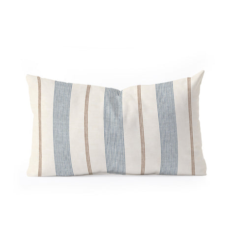 Little Arrow Design Co ivy stripes cream and blue Oblong Throw Pillow