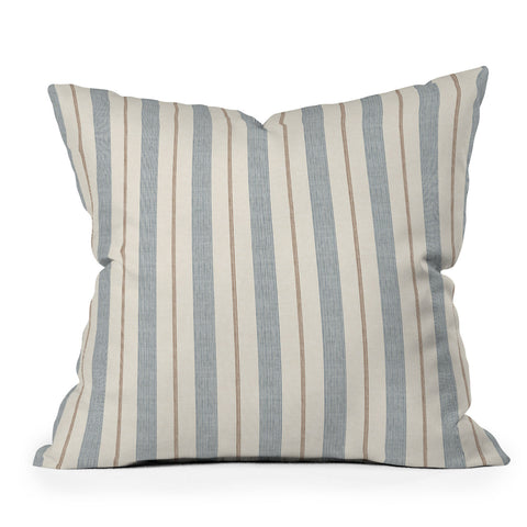 Little Arrow Design Co ivy stripes cream and blue Throw Pillow