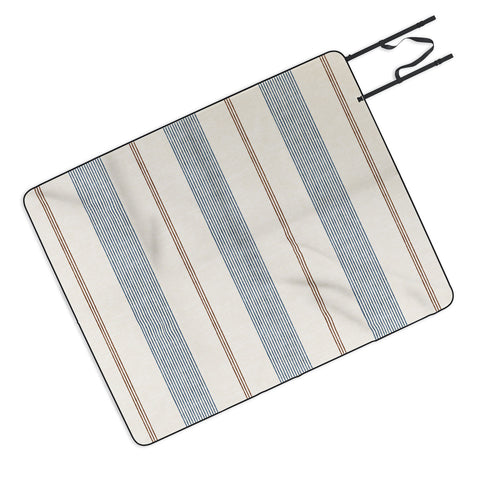 Little Arrow Design Co ivy stripes cream and blue Picnic Blanket