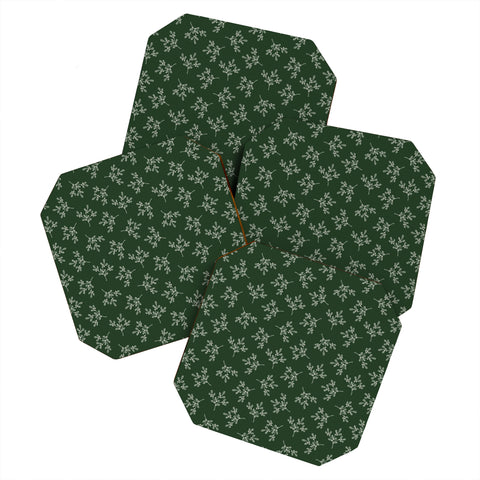 Little Arrow Design Co mistletoe dark green Coaster Set