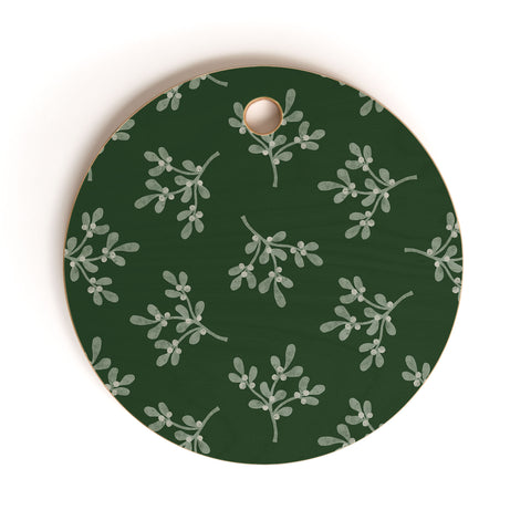 Little Arrow Design Co mistletoe dark green Cutting Board Round