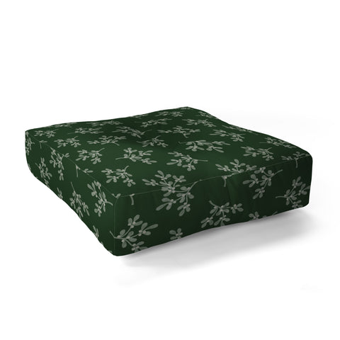 Little Arrow Design Co mistletoe dark green Floor Pillow Square