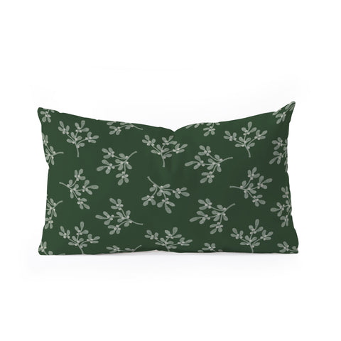 Little Arrow Design Co mistletoe dark green Oblong Throw Pillow