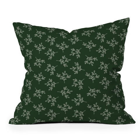 Little Arrow Design Co mistletoe dark green Outdoor Throw Pillow