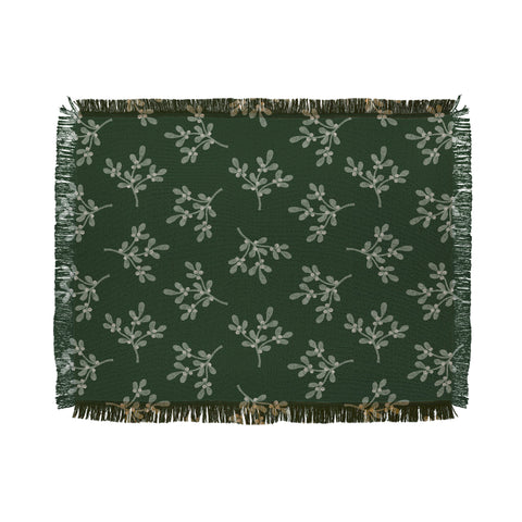 Little Arrow Design Co mistletoe dark green Throw Blanket