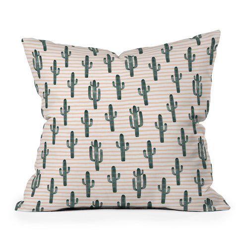 Little Arrow Design Co Modern Jungle Cactus Outdoor Throw Pillow