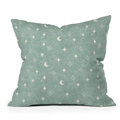 Little Arrow Design Co moon and stars surf blue Outdoor Throw Pillow