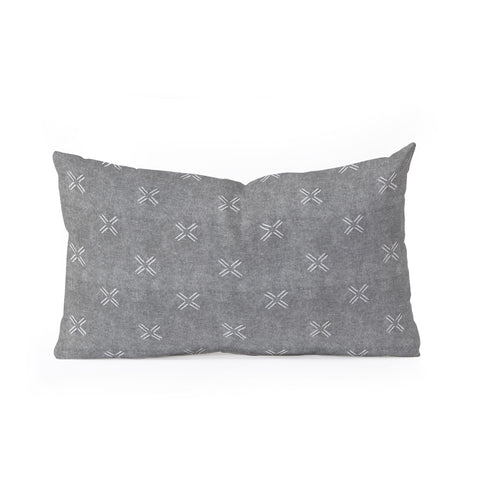Little Arrow Design Co mud cloth cross gray Oblong Throw Pillow