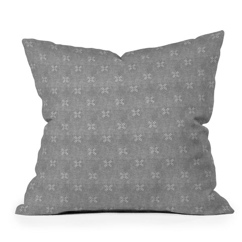 Little Arrow Design Co mud cloth cross gray Outdoor Throw Pillow