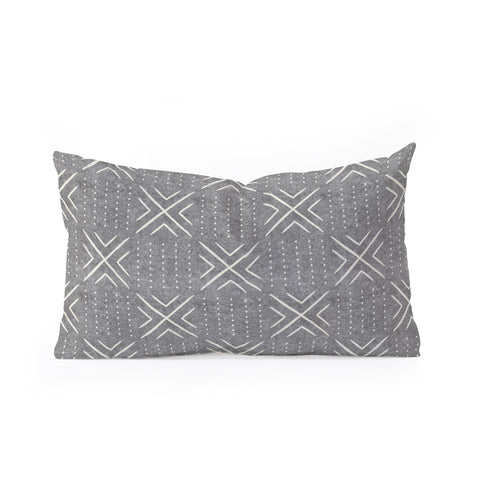 Little Arrow Design Co mud cloth tile gray Oblong Throw Pillow