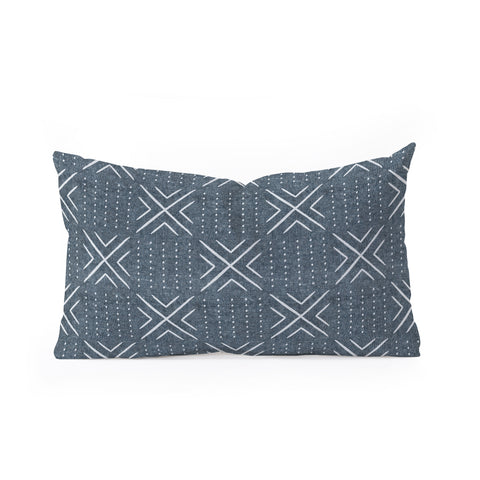 Little Arrow Design Co mud cloth tile navy Oblong Throw Pillow
