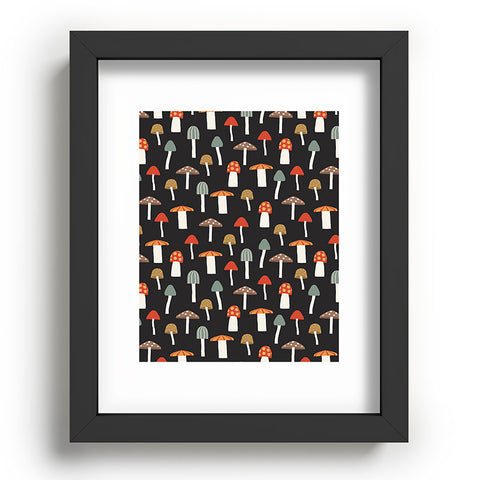 Little Arrow Design Co mushrooms on charcoal Recessed Framing Rectangle