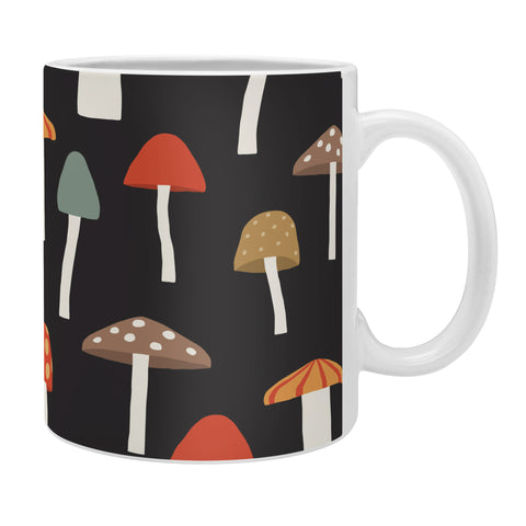 Little Arrow Design Co mushrooms on charcoal Coffee Mug