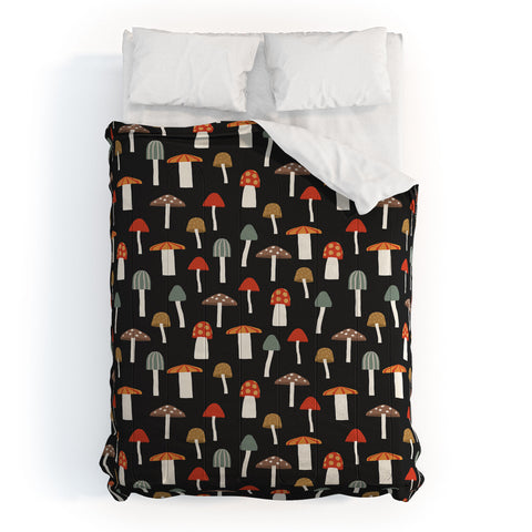 Little Arrow Design Co mushrooms on charcoal Comforter
