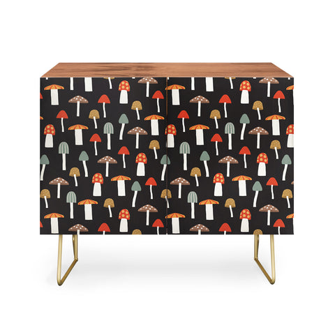 Little Arrow Design Co mushrooms on charcoal Credenza