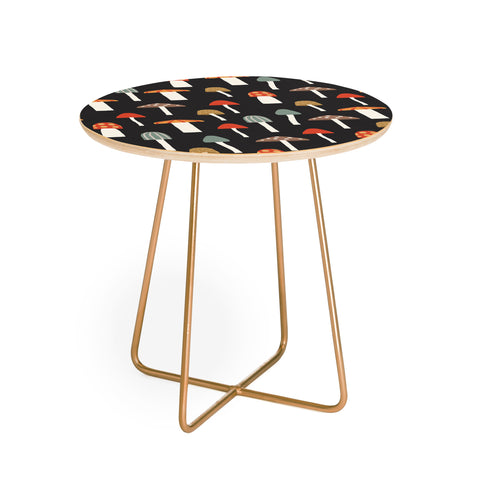 Little Arrow Design Co mushrooms on charcoal Round Side Table
