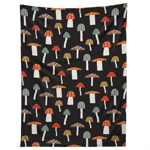 Little Arrow Design Co mushrooms on charcoal Tapestry