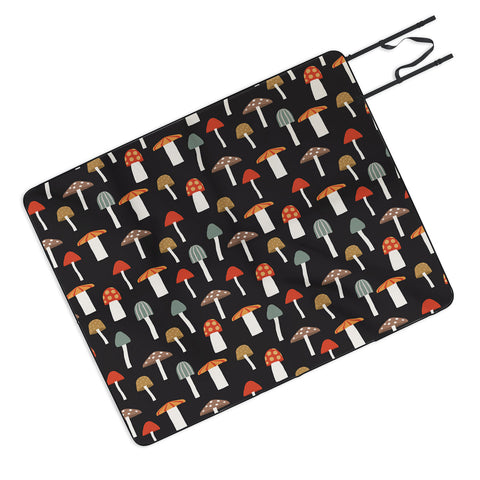 Little Arrow Design Co mushrooms on charcoal Picnic Blanket