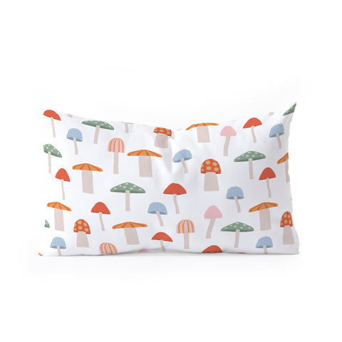 Little Arrow Design Co mushrooms on white Oblong Throw Pillow