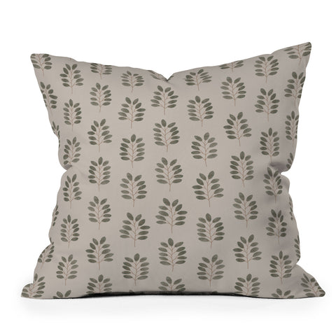 Little Arrow Design Co noble branches pewter and olive Outdoor Throw Pillow
