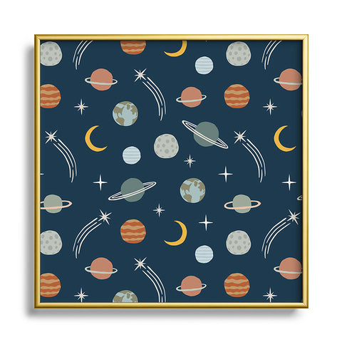 Little Arrow Design Co Planets Outer Space Square Metal Framed Art Print