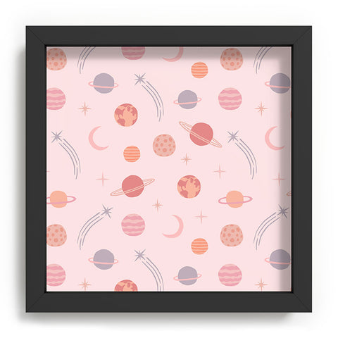 Little Arrow Design Co Planets Outer Space on pink Recessed Framing Square