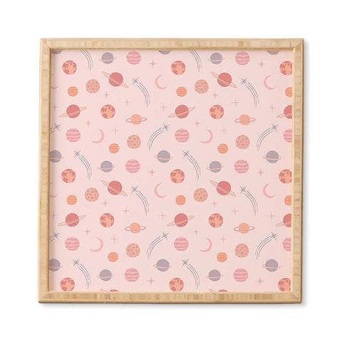 Little Arrow Design Co Planets Outer Space on pink Framed Wall Art