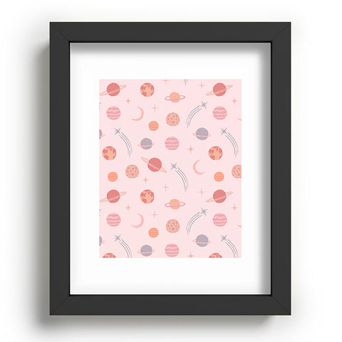 Little Arrow Design Co Planets Outer Space on pink Recessed Framing Rectangle