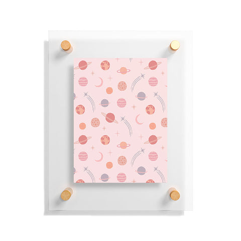 Little Arrow Design Co Planets Outer Space on pink Floating Acrylic Print