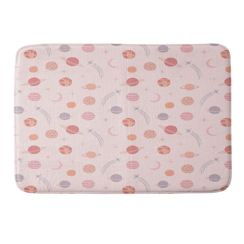 Little Arrow Design Co Planets Outer Space on pink Memory Foam Bath Mat