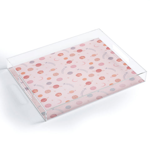 Little Arrow Design Co Planets Outer Space on pink Acrylic Tray