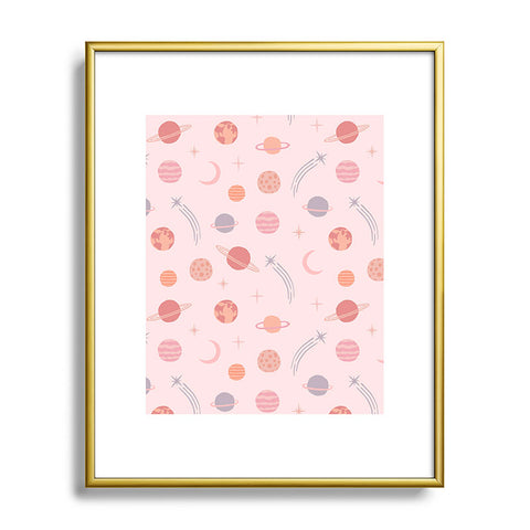 Little Arrow Design Co Planets Outer Space on pink Metal Framed Art Print