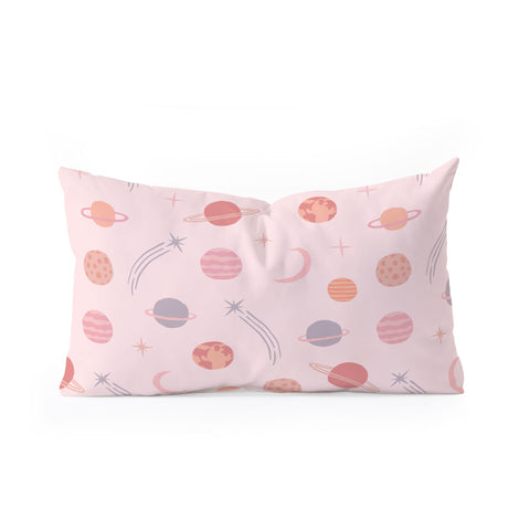 Little Arrow Design Co Planets Outer Space on pink Oblong Throw Pillow