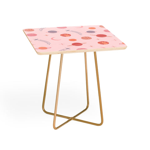 Little Arrow Design Co Planets Outer Space on pink Side Table