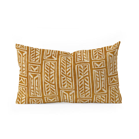 Little Arrow Design Co rayleigh feathers mustard Oblong Throw Pillow
