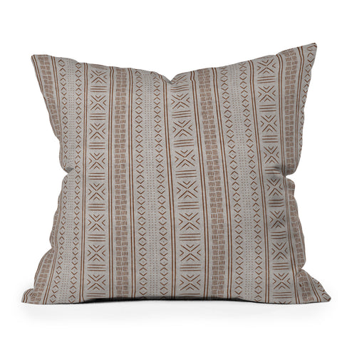 Little Arrow Design Co rust stone mudcloth tribal Outdoor Throw Pillow