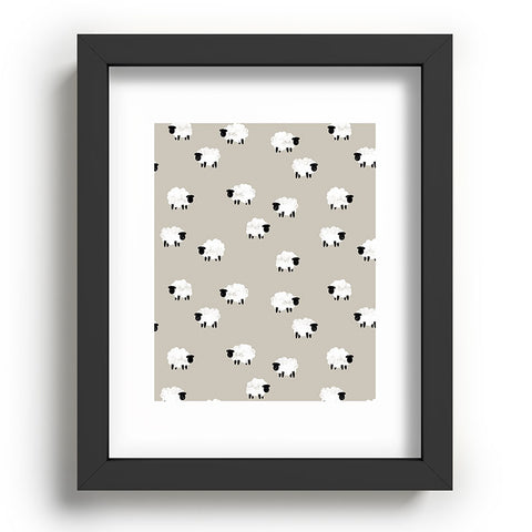 Little Arrow Design Co sheep on beige Recessed Framing Rectangle