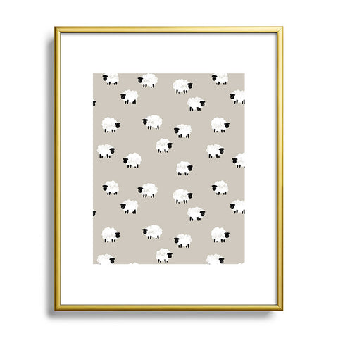 Little Arrow Design Co sheep on beige Metal Framed Art Print