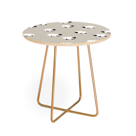Little Arrow Design Co sheep on beige Round Side Table