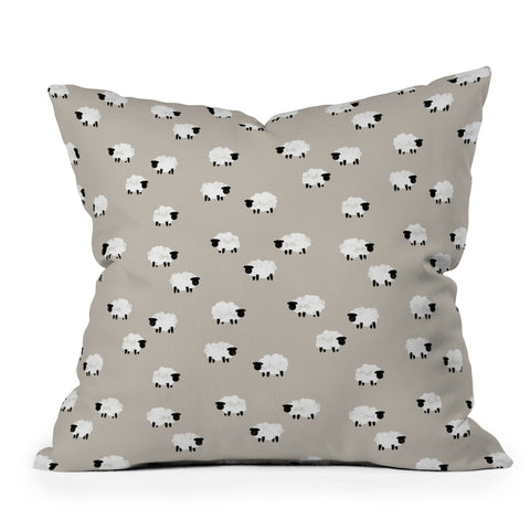 Little Arrow Design Co sheep on beige Throw Pillow