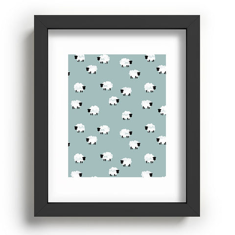 Little Arrow Design Co sheep on dusty blue Recessed Framing Rectangle