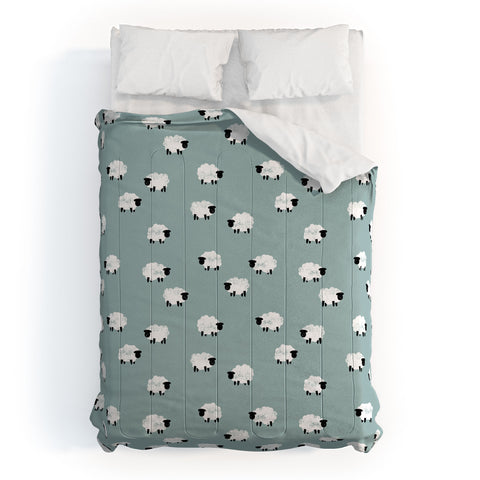 Little Arrow Design Co sheep on dusty blue Comforter