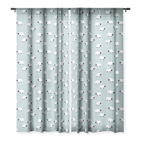 Little Arrow Design Co sheep on dusty blue Sheer Non Repeat