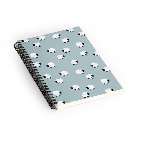 Little Arrow Design Co sheep on dusty blue Spiral Notebook
