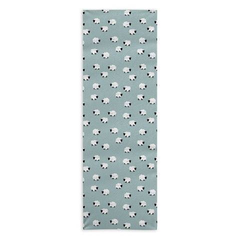 Little Arrow Design Co sheep on dusty blue Yoga Towel
