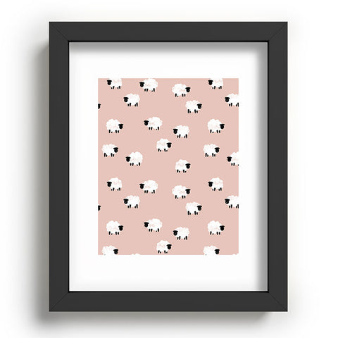 Little Arrow Design Co sheep on dusty pink Recessed Framing Rectangle