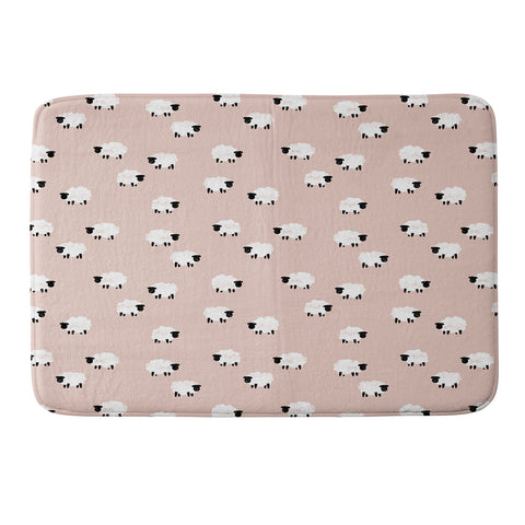 Little Arrow Design Co sheep on dusty pink Memory Foam Bath Mat