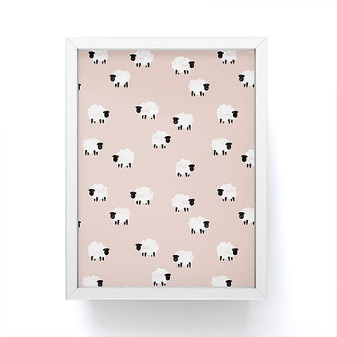 Little Arrow Design Co sheep on dusty pink Framed Mini Art Print